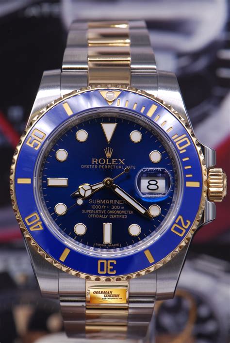 rolex submariner half gold blue